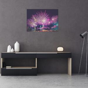 Tablou cuoraș nocturn cu artificii (70x50 cm)