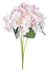 Buchet de hortensie artificială, 5 flori, 25 x 38 x 25 cm, roz-alb