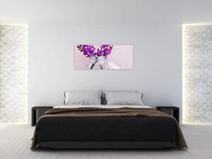Tablou cu flori violete (120x50 cm)