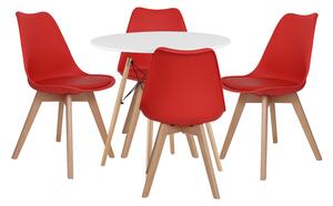 Set Masa Rotunda Fixa Linda 80 Cm Si 4 Scaune Bucatarie/Dining Viko Rosii