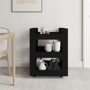 Cărucior de bucătărie, negru, 60x45x80 cm, lemn prelucrat