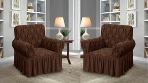 Set 2 Huse elastice pentru fotolii, cu volanas si model Jacquard Maro