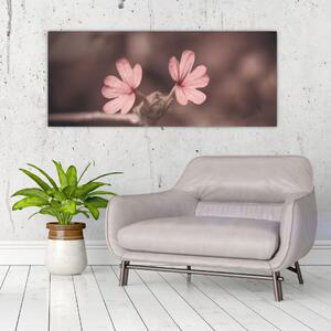 Tablou cu floare roz (120x50 cm)
