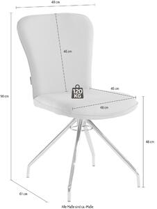 Places of Style Set 2 scaune gri deschis 48/61/90 cm