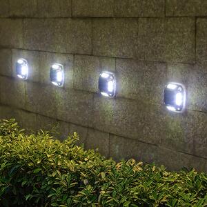 Lampa solara LED pentru gradina Tahagov, 8 LED-uri, prindere de perete sau impamantare, IP65, forma patrat, material ABS si Policarbonat, 9 x 9 cm, ba