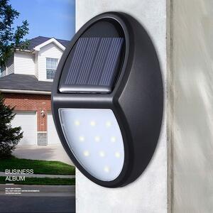 Aplica solara LED pentru perete Tahagov, in forma ovala, 10 LED-uri, lumina puternica, IP65, 12 x 7.5 cm, 1.2 V, 300 mAh, autonomie 8-10 ore, alb rece