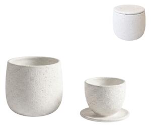 Set ceramic din doua piese, ceasca si recipient NEST 10 cm, alb