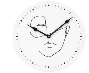 Ceas de perete LINE FACE 29 cm, alb