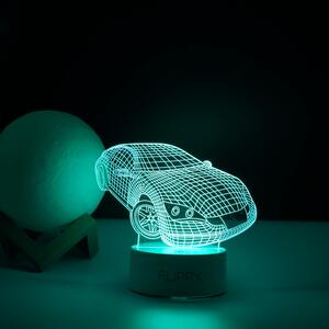 Lampa LED decorativa, Tahagov, 3D, Masina Sport, doua moduri de alimentare USB si baterii, 20 cm inaltime, din material acril si lumina multicolora, a
