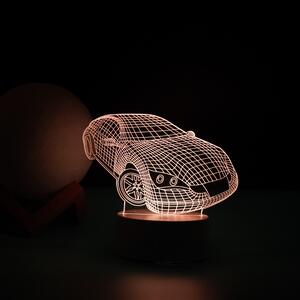 Lampa LED decorativa, Tahagov, 3D, Masina Sport, doua moduri de alimentare USB si baterii, 20 cm inaltime, din material acril si lumina multicolora, a
