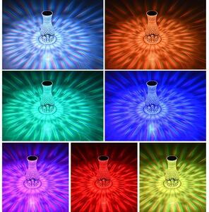 Lampa de birou pe LED RGB 16, Tahagov, dimmer tactil, 3 nivele de intensitate, incarcare USB, 3W, Cristal Acrilic, 20x12 cm, cu telecomanda, forma vaz