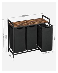 Consola de depozitare Vasagle, 3 cosuri de rufe, BLH301B01, Maro Rustic