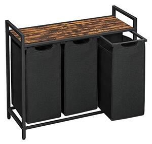 Consola de depozitare Vasagle, 3 cosuri de rufe, BLH301B01, Maro Rustic