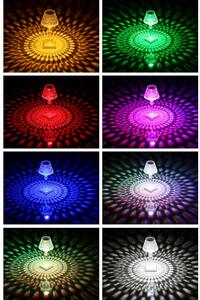 Lampa de birou pe LED RGB 16, Tahagov, dimmer tactil, 3 nivele de intensitate, incarcare USB, 3W, Cristal Acrilic, cu telecomanda, forma pahar, transp