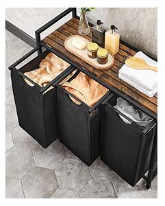 Consola de depozitare Vasagle, 3 cosuri de rufe, BLH301B01, Maro Rustic