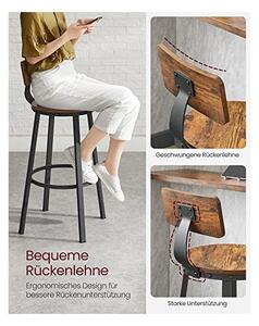 Set 2 scaune bar Vasagle, 73 cm, LBC026B01V1, Maro Rustic