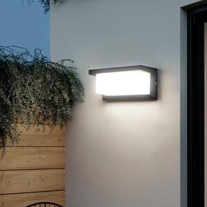 Aplica Solara De Exterior LED Tahagov, 13.5 cm x 8 cm, 150 Lumeni 60 LED 18W, IP65, 3 trepte de lumina, Senzor de Lumina, FORMA ARC, Alb Rece
