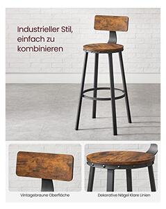 Set 2 scaune bar Vasagle, 73 cm, LBC026B01V1, Maro Rustic