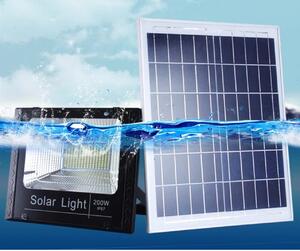 Proiector LED/Lampa solara de exterior Tahagov, 22 cm x 27 cm, Rezistent la Apa IP67, cu Panou Solar, 248 LED SMD, 150 W, Senzor de lumina, Timer, cu