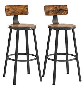 Set 2 scaune bar Vasagle, 73 cm, LBC026B01V1, Maro Rustic