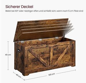 Cufar de depozitare, Vasagle, 100 x 40 x 46 cm, LSB060T01, Maro Rustic