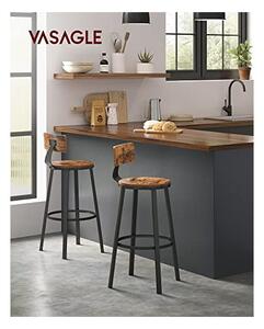 Set 2 scaune bar Vasagle, 73 cm, LBC026B01V1, Maro Rustic
