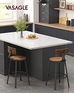 Set 2 scaune de bar, Vasagle, Negru, 50.6x50.6x88.5 cm