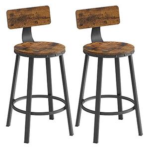 Set 2 scaune de bar, Vasagle, Negru, 50.6x50.6x88.5 cm