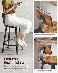 Set 2 scaune de bar, Vasagle, Negru, 50.6x50.6x88.5 cm
