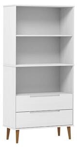 Bibliotecă „MOLDE” alb, 85x35x170,5 cm, lemn masiv de pin
