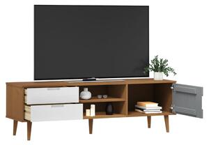 Dulap TV „MOLDE” maro, 158x40x49 cm, lemn masiv de pin