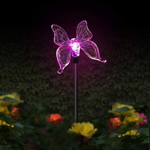 Set 3 Lampi Solare LED tip pasare-fluture-libelula, Inaltime 43 cm, Tahagov, Multicolor