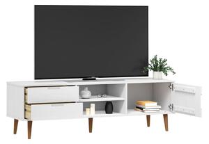 Dulap TV „MOLDE” alb, 158x40x49 cm, lemn masiv de pin