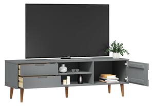 Dulap TV „MOLDE”, gri, 158x40x49 cm, lemn masiv de pin