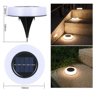 Lampa solara LED, sub forma de cerc, pentru gazon sau gradina, Rezistenta la apa, Tahagov, Alb cald
