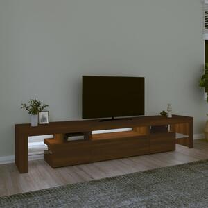 Comodă TV cu lumini LED, stejar maro, 215x36,5x40 cm