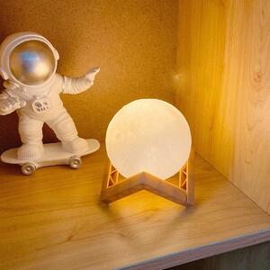 Lampa de veghe luna, culori, lumina LED alb cald, alimentare baterii, stand din plastic, 15 cm, Tahagov