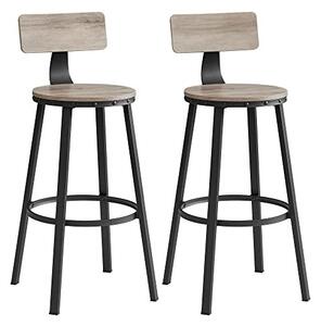 Set 2 scaune de bar, Vasagle, Negru-Ivoar, 99x54x54 cm