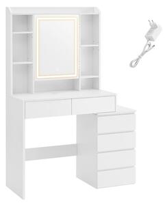 Masa de toaleta cu oglinda iluminata Vasagle Alb 97.5x40x145 cm