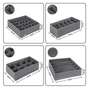 Set 8 organizatoare pentru sertare, Songmics, 32 x 10 x 32 cm, RUS08GY, Gri