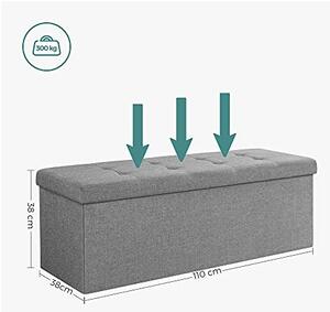 Spatiu de depozitare tip banca, Songmics, 110 x 38 x 38 cm, 120 L, LSF77G, Gri