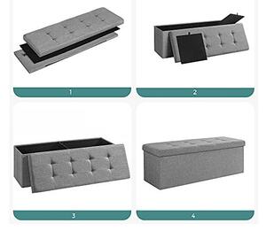 Spatiu de depozitare tip banca, Songmics, 110 x 38 x 38 cm, 120 L, LSF77G, Gri