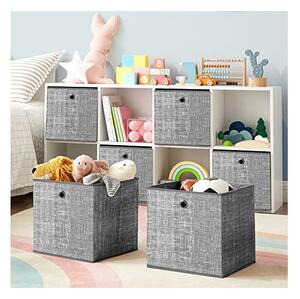 Set 6 cuburi de depozitare, Songmics, 30 x 30 x 30 cm, RFB02LG-3, Gri