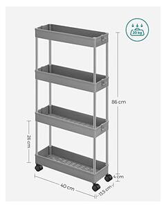 Carucior pentru depozitare, Songmics, Gri, KSC008G01, 40 x 12 x 86 cm