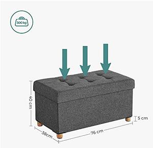Bancheta de depozitare, Songmics, LSF16GYZ, 300 Kg, Gri, 65L, 76 x 38 x 40 cm