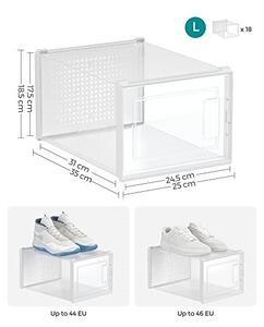 Set 18 cutii de pantofi, Songmics, Transparent, LSP18MWT