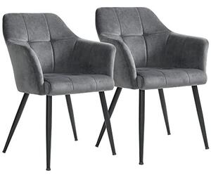 Set 2 scaune dining, Songmics, Gri, 61x60x86.5 cm