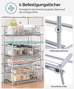Organizator bucatarie, Songmics, Argintiu, 36x21x25.5-31.5 cm