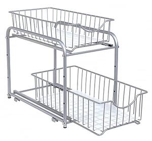 Organizator bucatarie, Songmics, Argintiu, 36x21x25.5-31.5 cm