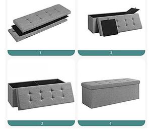 Spatiu de depozitare tip banca, Songmics, 110 x 38 x 38 cm, 120 L, LSF77G, Gri